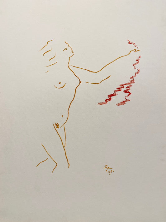Nu au Voile - by Jean Cocteau, 1956 / 1975 - Mourlot Editions - Fine_Art - Poster - Lithograph - Wall Art - Vintage - Prints - Original