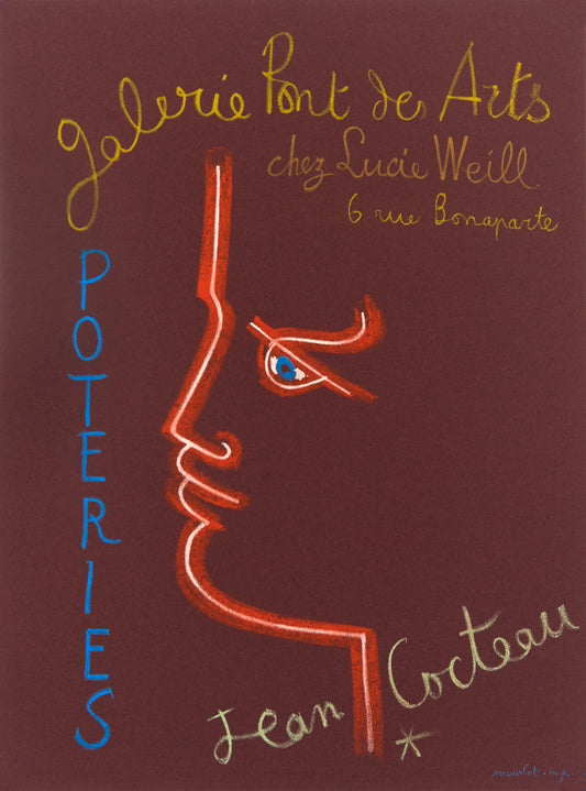 Galerie Pont des Arts Poteries (red) by Jean Cocteau - Mourlot Editions - Fine_Art - Poster - Lithograph - Wall Art - Vintage - Prints - Original