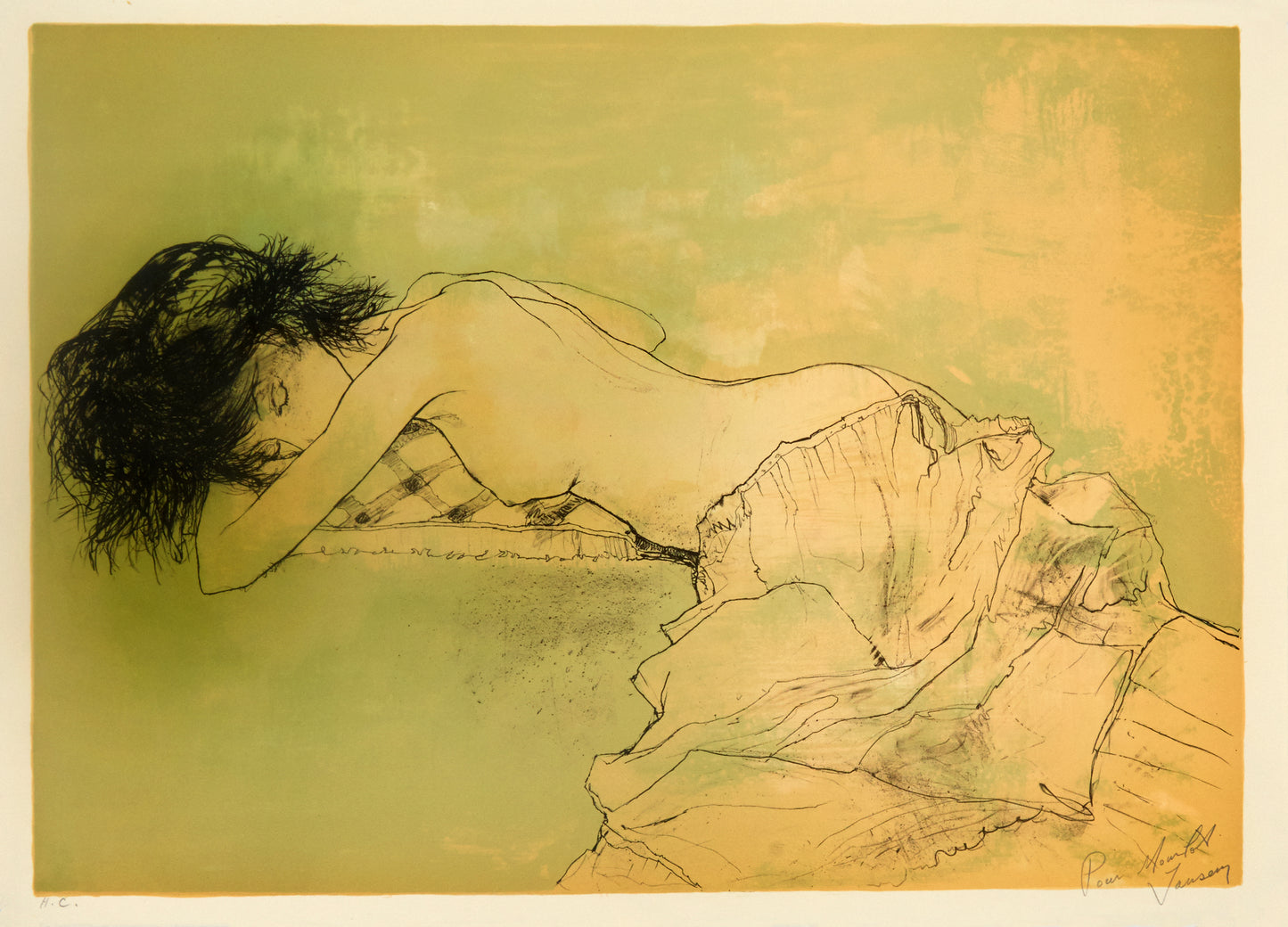 Sleeping Woman by Jean Jansem - Mourlot Editions - Fine_Art - Poster - Lithograph - Wall Art - Vintage - Prints - Original