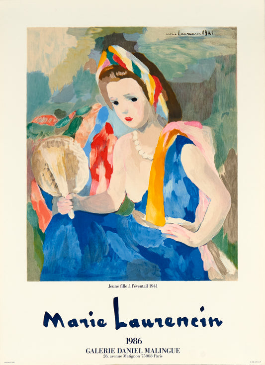 Jeune Fille a L'Eventail (after) Marie Laurencin, 1986 - Mourlot Editions - Fine_Art - Poster - Lithograph - Wall Art - Vintage - Prints - Original