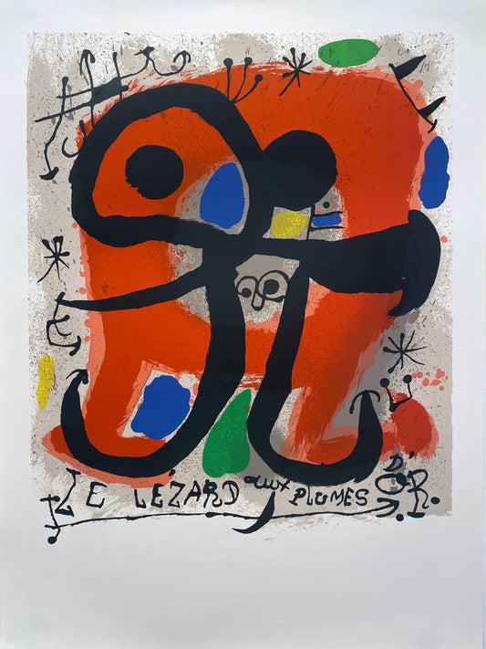 Le Lezards aux Plumes by Joan Miro, 1971 - Mourlot Editions - Fine_Art - Poster - Lithograph - Wall Art - Vintage - Prints - Original
