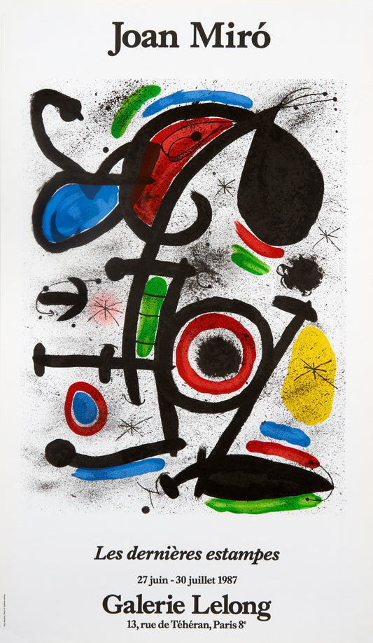 Les Dernieres estampes-Galerie Lelong by Joan Miro, 1987 - Mourlot Editions - Fine_Art - Poster - Lithograph - Wall Art - Vintage - Prints - Original