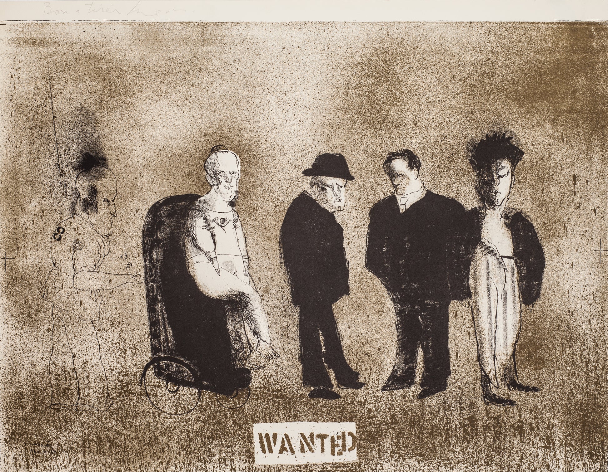Wanted by Jose Luis Cuevas - Mourlot Editions - Fine_Art - Poster - Lithograph - Wall Art - Vintage - Prints - Original
