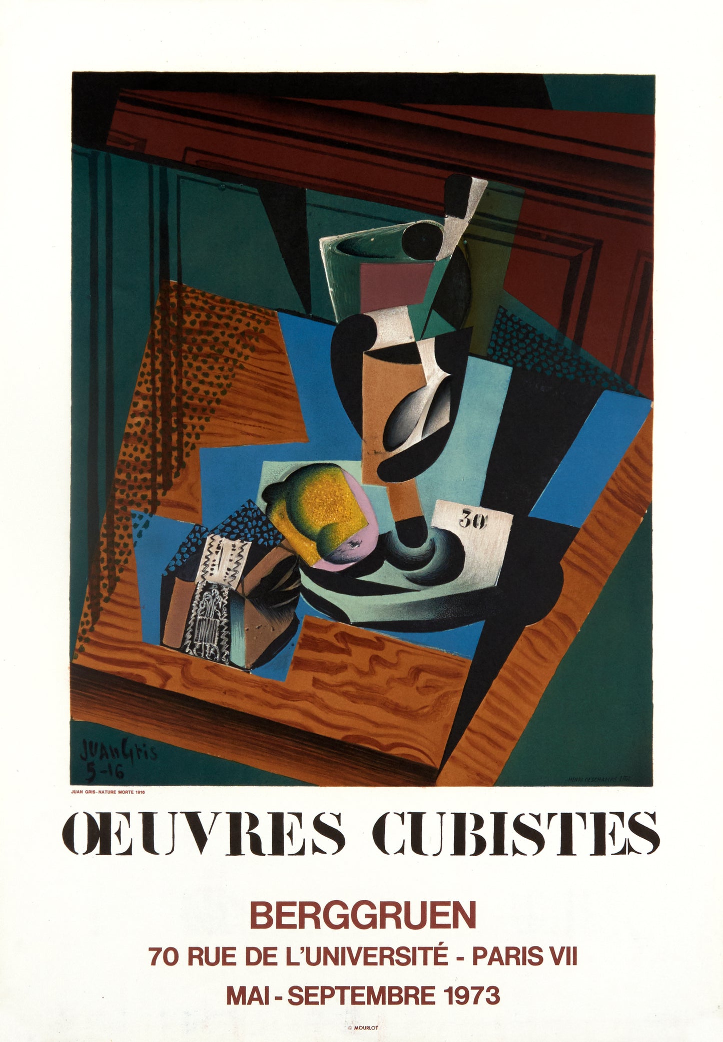 Le Paquet de Tabac - Oeuvres Cubistes, Berggruen (after) Juan Gris, 1973 - Mourlot Editions - Fine_Art - Poster - Lithograph - Wall Art - Vintage - Prints - Original