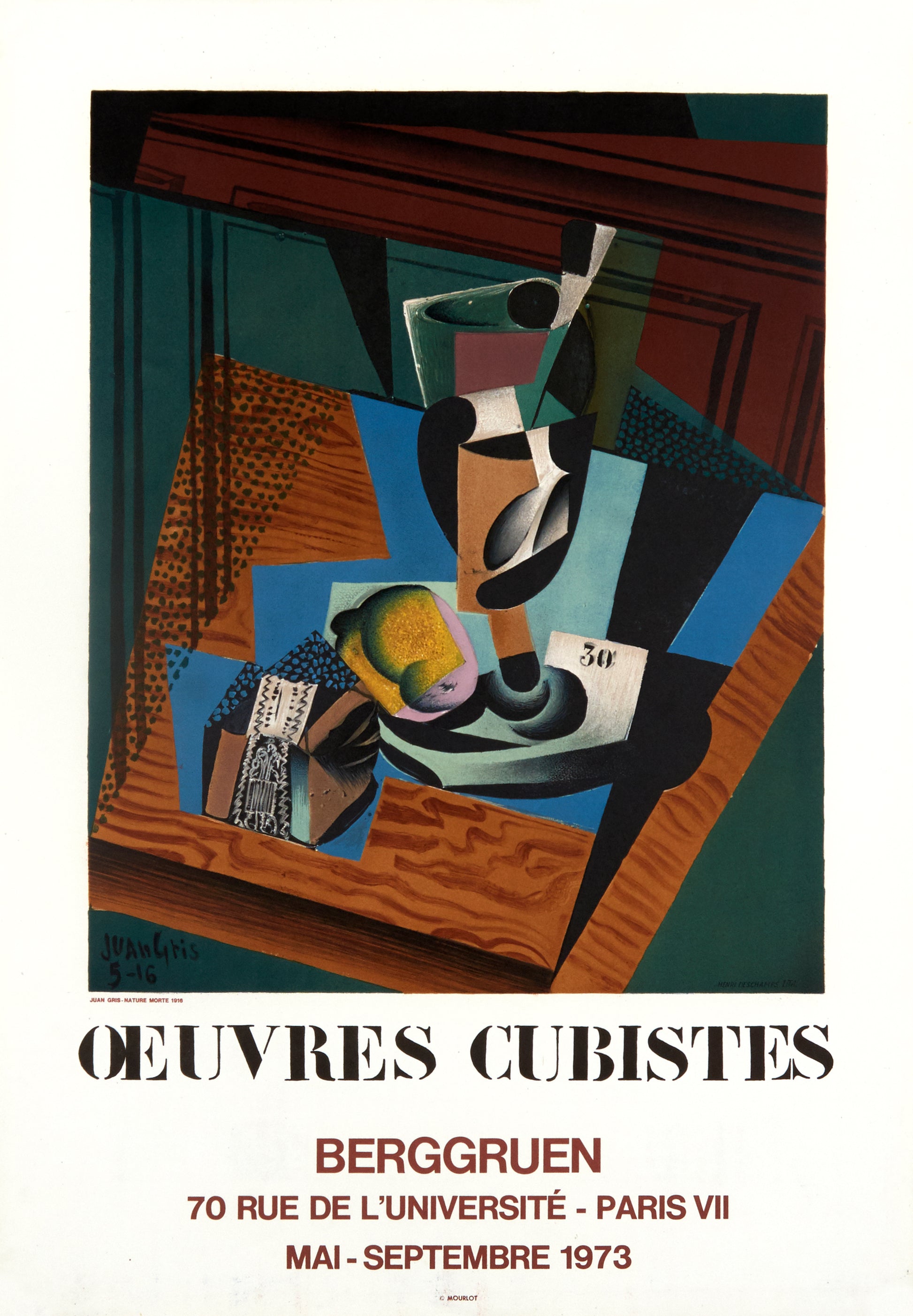 Le Paquet de Tabac - Oeuvres Cubistes, Berggruen (after) Juan Gris, 1973 - Mourlot Editions - Fine_Art - Poster - Lithograph - Wall Art - Vintage - Prints - Original