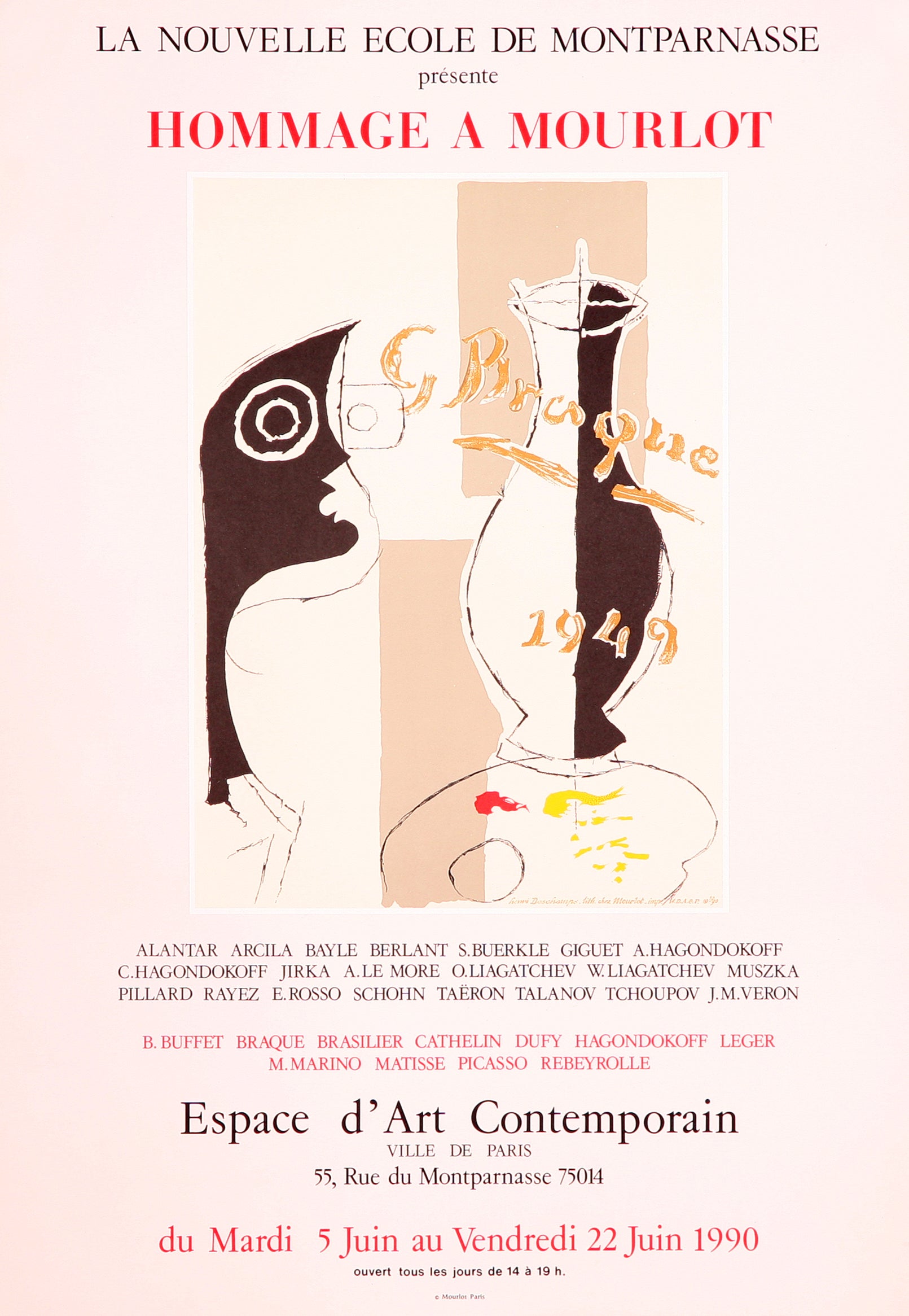 La Nouvelle Ecole de Montparnasse by Georges Braque, 1990 - Mourlot Editions - Fine_Art - Poster - Lithograph - Wall Art - Vintage - Prints - Original