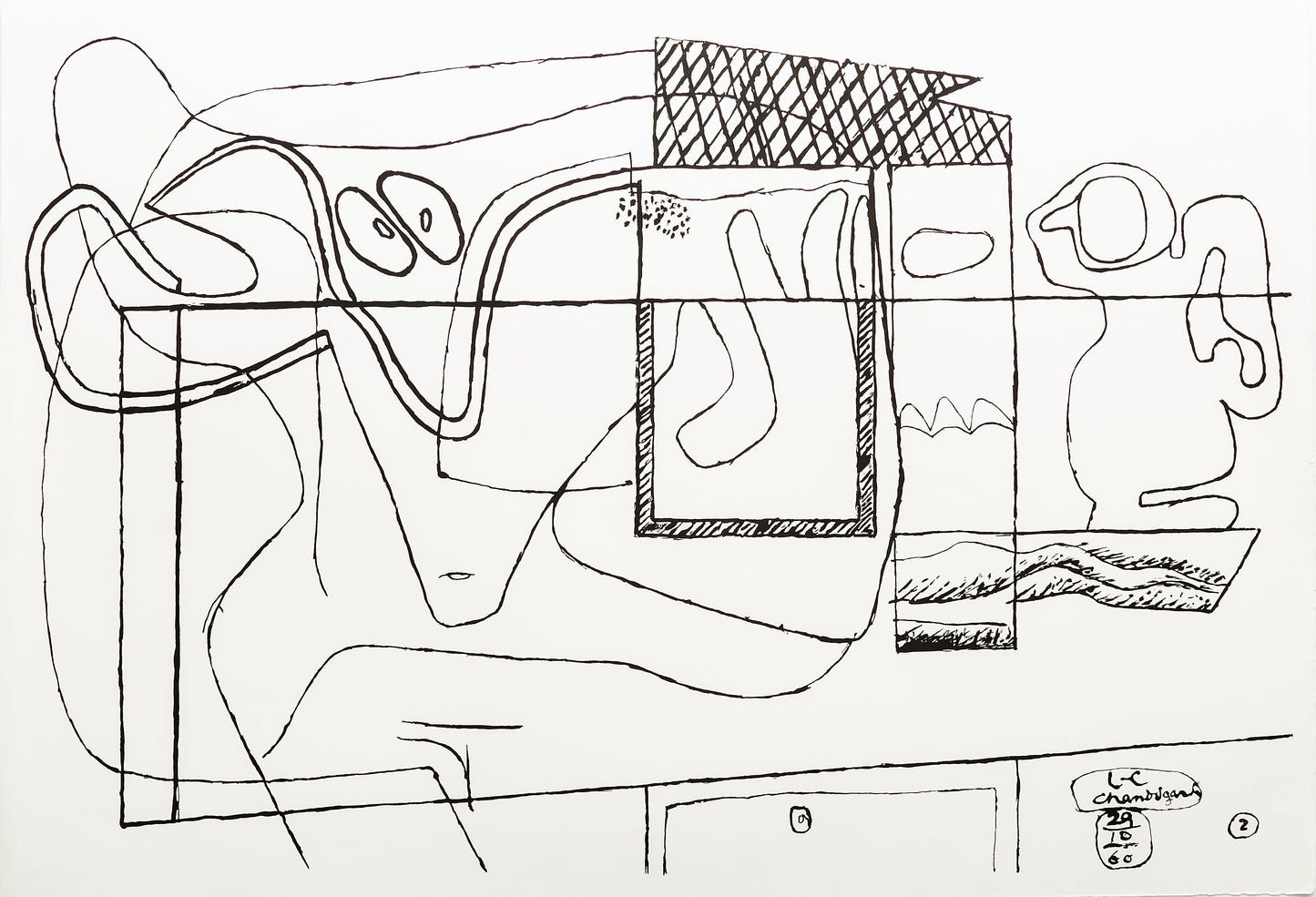 Abraca (B&W) by Le Corbusier, 1962 - Mourlot Editions - Fine_Art - Poster - Lithograph - Wall Art - Vintage - Prints - Original