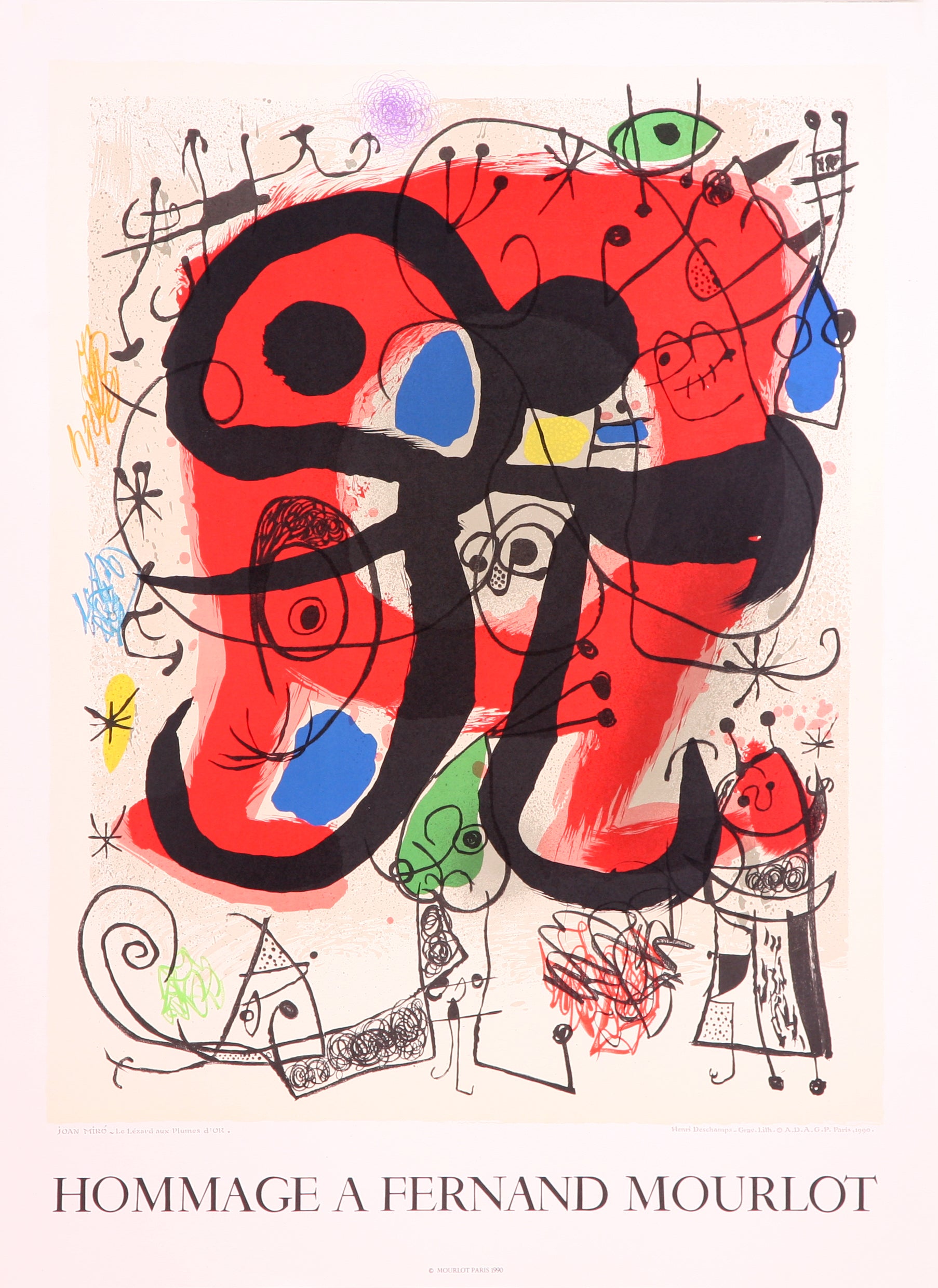 Le Lézard aux plumes d'or, Hommage à Fernand Mourlot by Joan Miro, 1990 - Mourlot Editions - Fine_Art - Poster - Lithograph - Wall Art - Vintage - Prints - Original