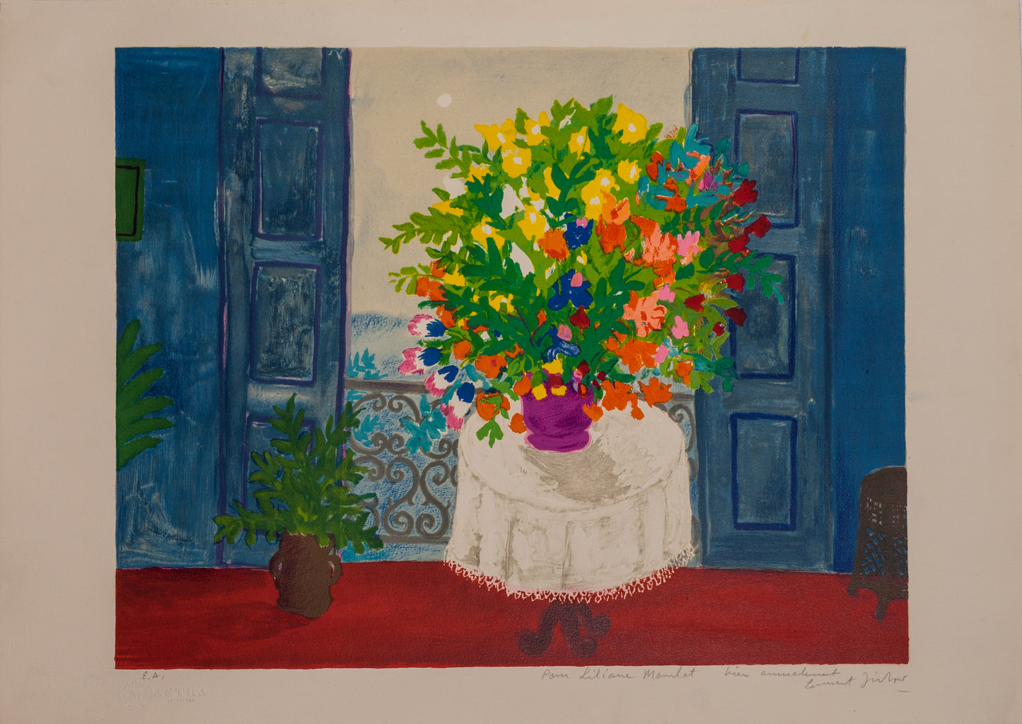 Fönstret med blombukett by Lennart Jirlow - Mourlot Editions - Fine_Art - Poster - Lithograph - Wall Art - Vintage - Prints - Original
