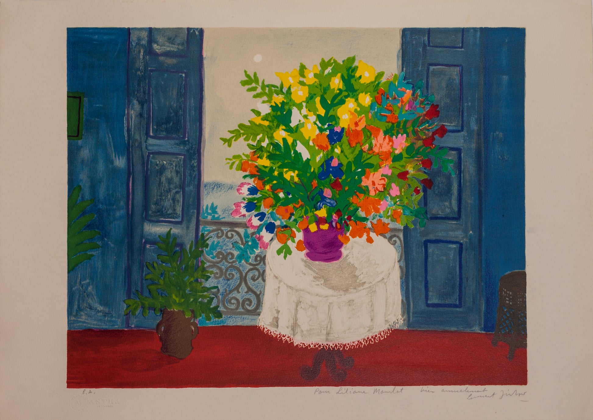 Fönstret med blombukett by Lennart Jirlow - Mourlot Editions - Fine_Art - Poster - Lithograph - Wall Art - Vintage - Prints - Original