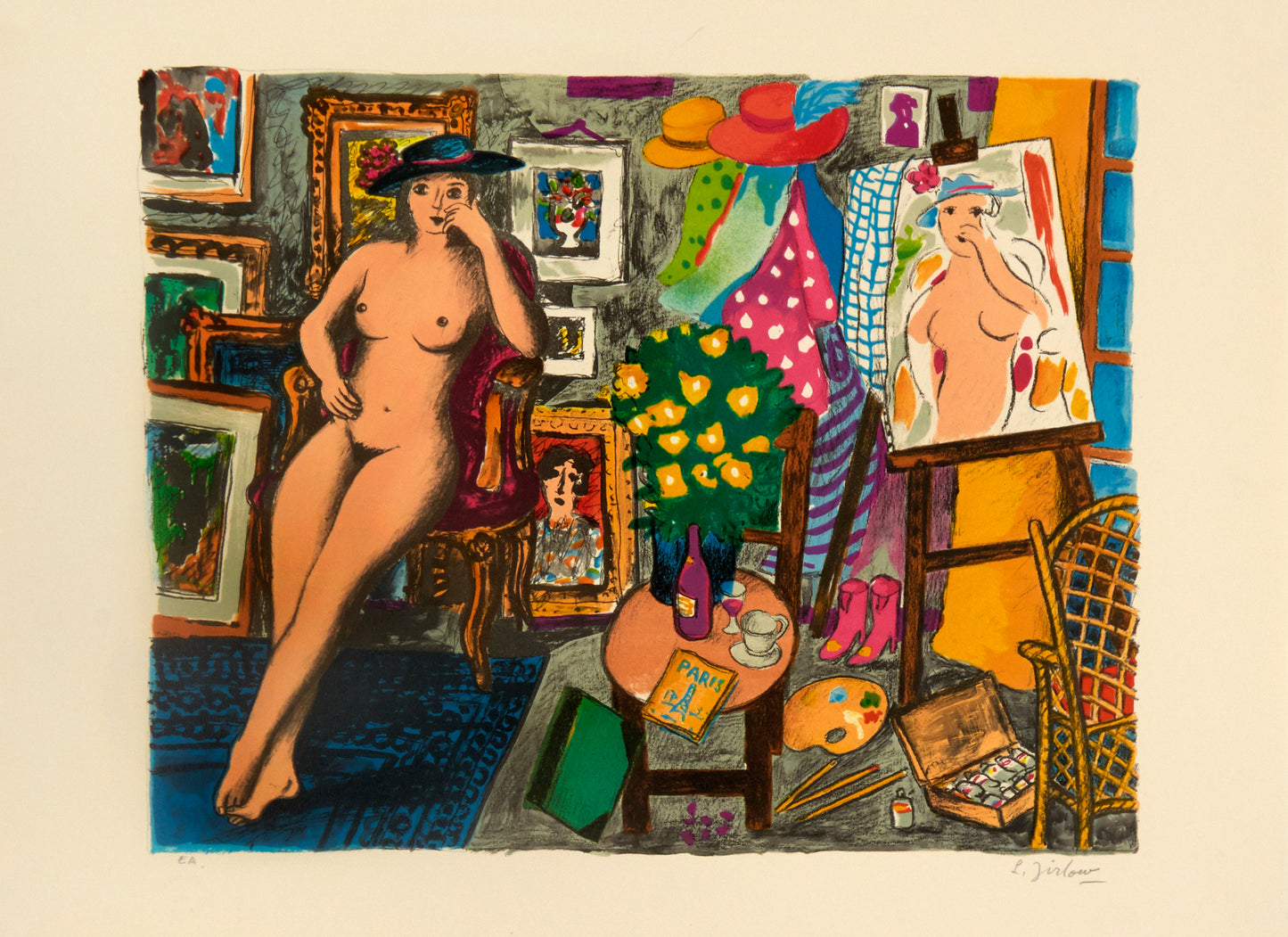 Nude Model by Lennart Jirlow - Mourlot Editions - Fine_Art - Poster - Lithograph - Wall Art - Vintage - Prints - Original