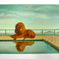 Lion Au Bord De La Piscine by Francoise Houssin, 1988 - Mourlot Editions - Fine_Art - Poster - Lithograph - Wall Art - Vintage - Prints - Original