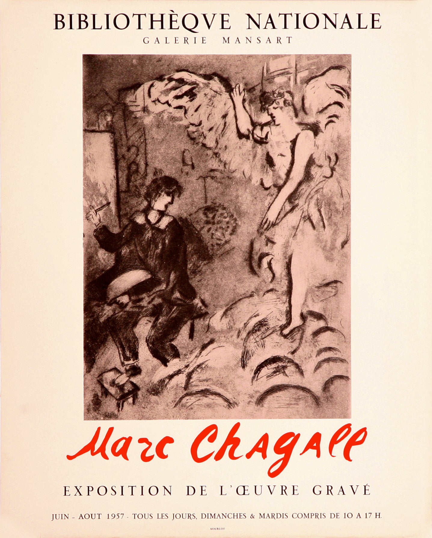 L'Apparition - Bibliotheque Nationale (after) Marc Chagall, 1957 - Mourlot Editions - Fine_Art - Poster - Lithograph - Wall Art - Vintage - Prints - Original