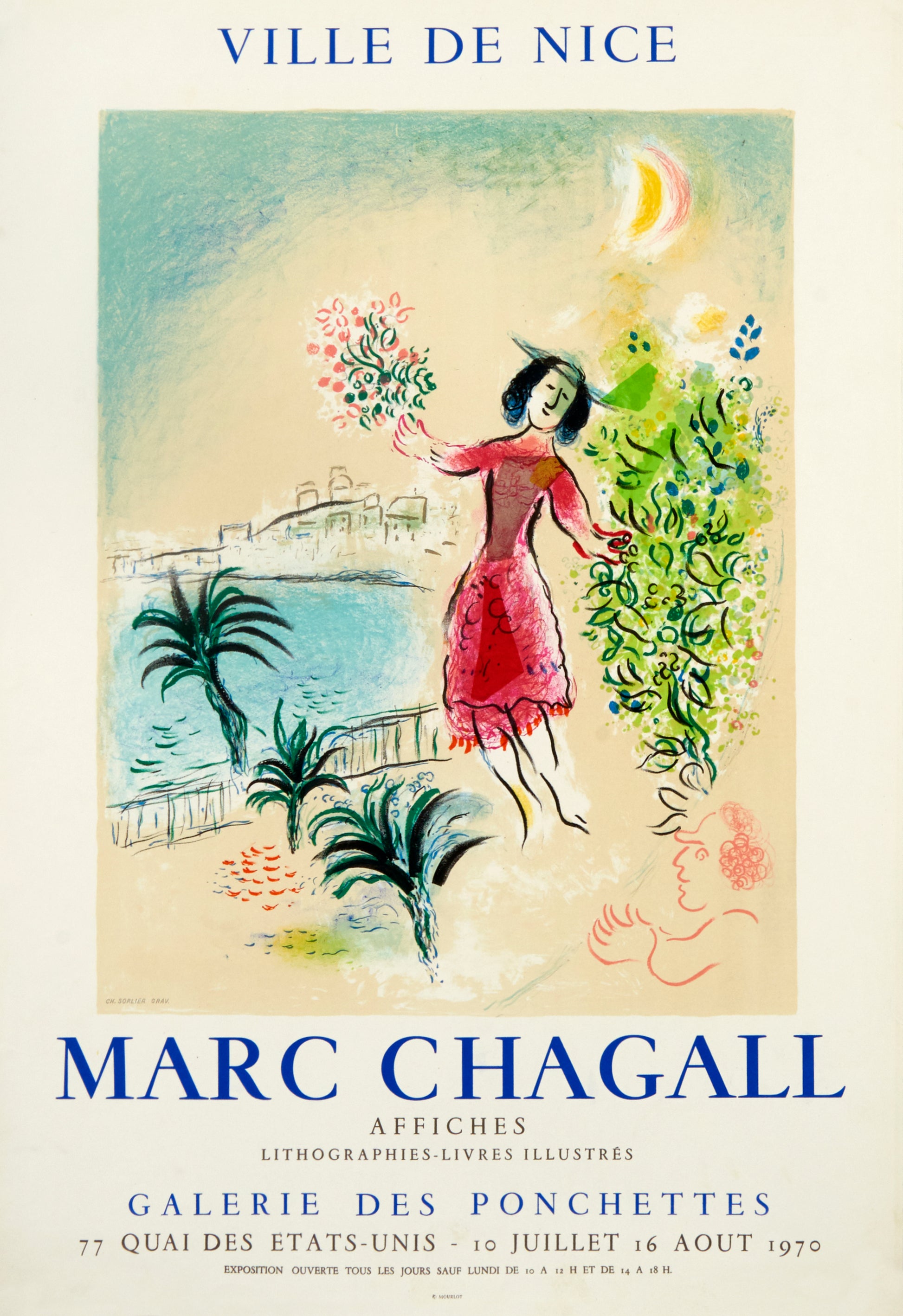 Ville de Nice, Galerie des Ponchettes by Marc Chagall - Mourlot Editions - Fine_Art - Poster - Lithograph - Wall Art - Vintage - Prints - Original