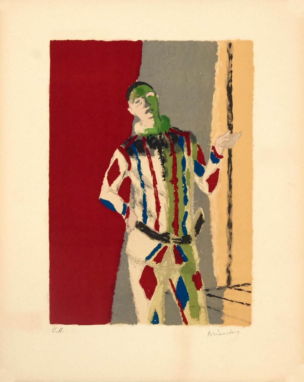 L'Arlequin, from Sourvenirs de Portraits d'Artistes, by Maurice Brianchon, 1972 - Mourlot Editions - Fine_Art - Poster - Lithograph - Wall Art - Vintage - Prints - Original