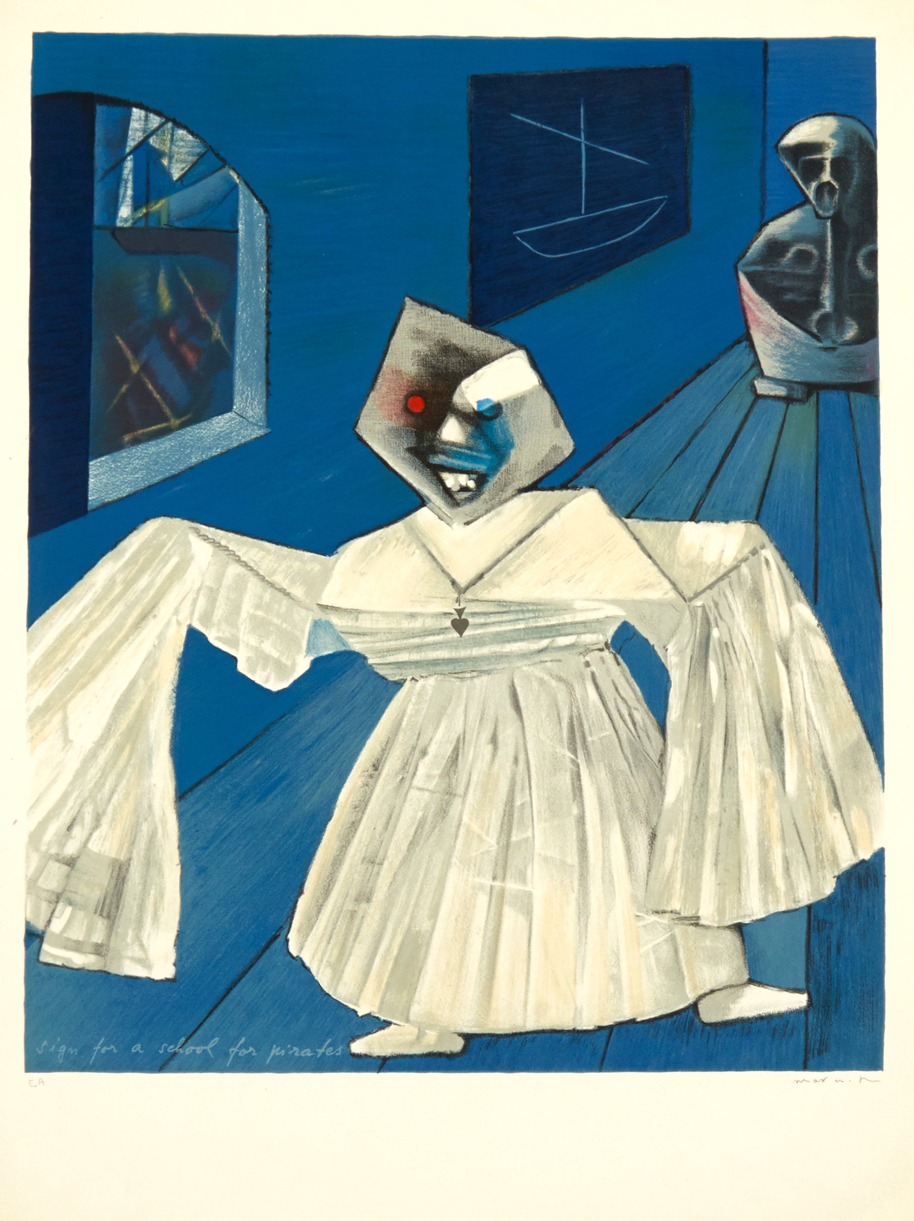 Sign for a School for Pirates by Max Ernst - Mourlot Editions - Fine_Art - Poster - Lithograph - Wall Art - Vintage - Prints - Original