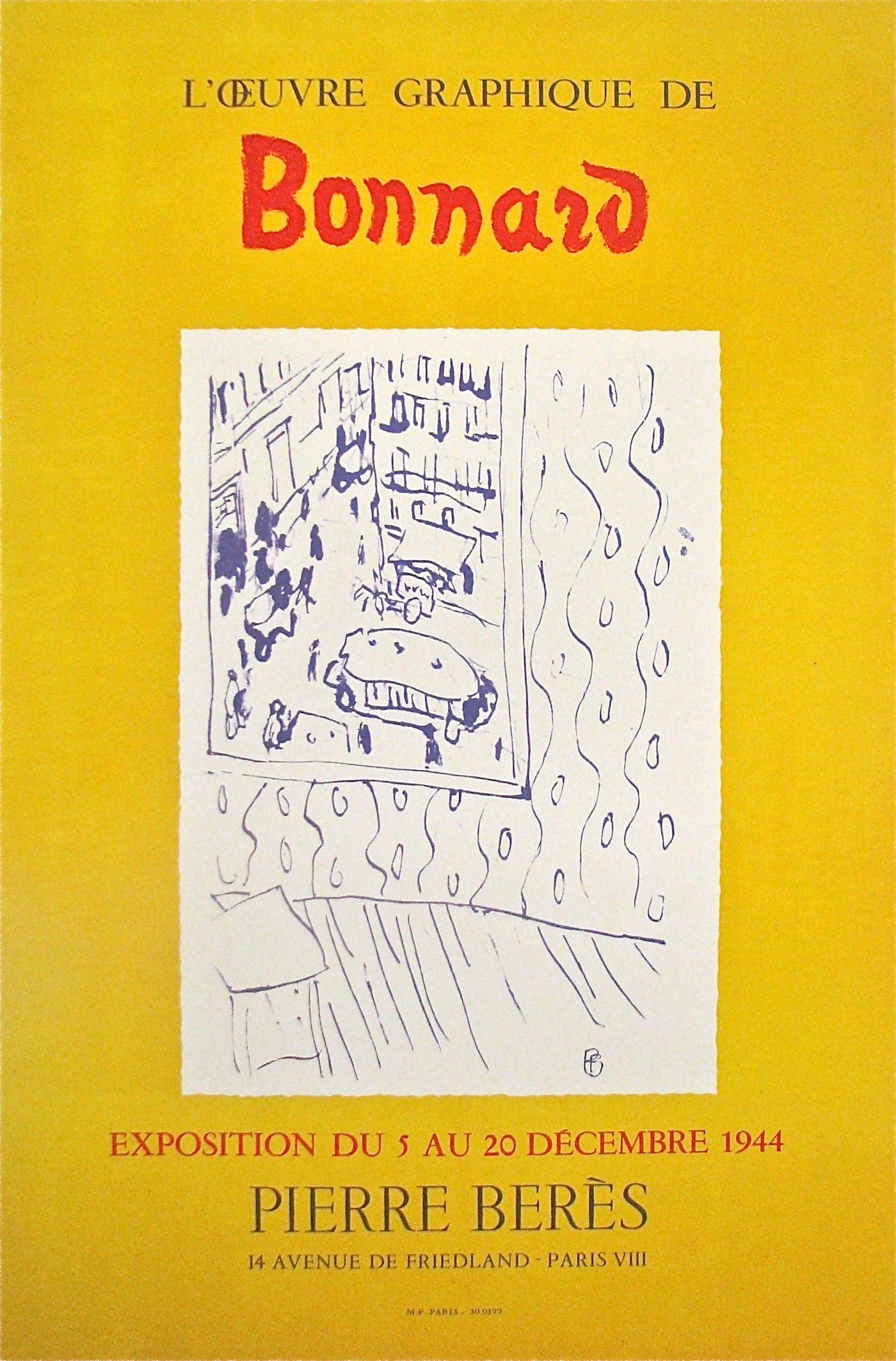 "L'Oeuvre Graphique de Bonnard - Galerie Pierre Berès (after) Pierre Bonnard, 1944 - Mourlot Editions - Fine_Art - Poster - Lithograph - Wall Art - Vintage - Prints - Original