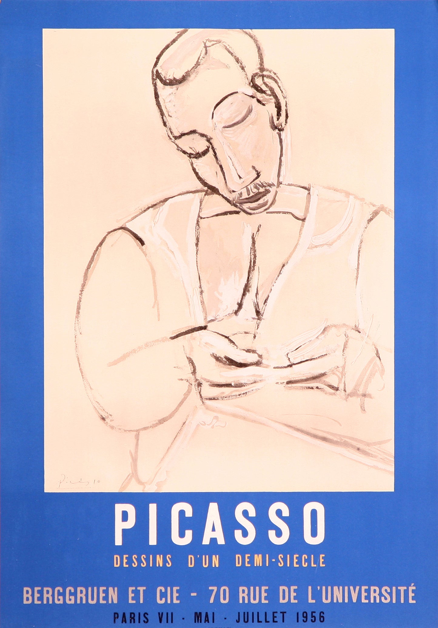 Dessins d'un Demi-Siecle - Berggruen and CIE (after) Picasso, 1956 - Mourlot Editions - Fine_Art - Poster - Lithograph - Wall Art - Vintage - Prints - Original
