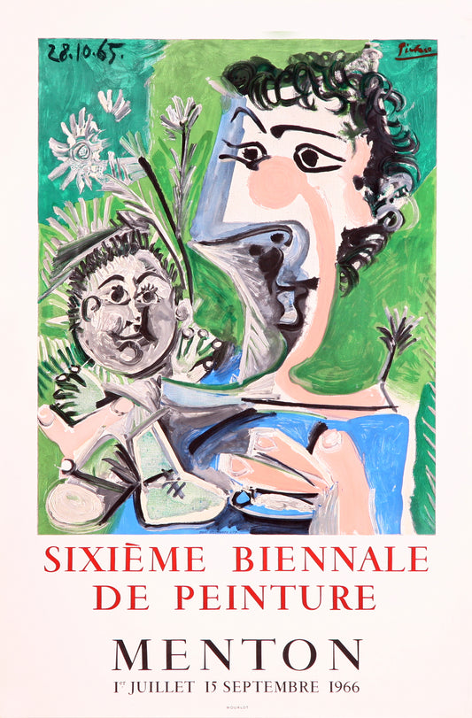 Sixieme Biennale de Peinture - Menton (after) Pablo Picasso, 1966 - Mourlot Editions - Fine_Art - Poster - Lithograph - Wall Art - Vintage - Prints - Original