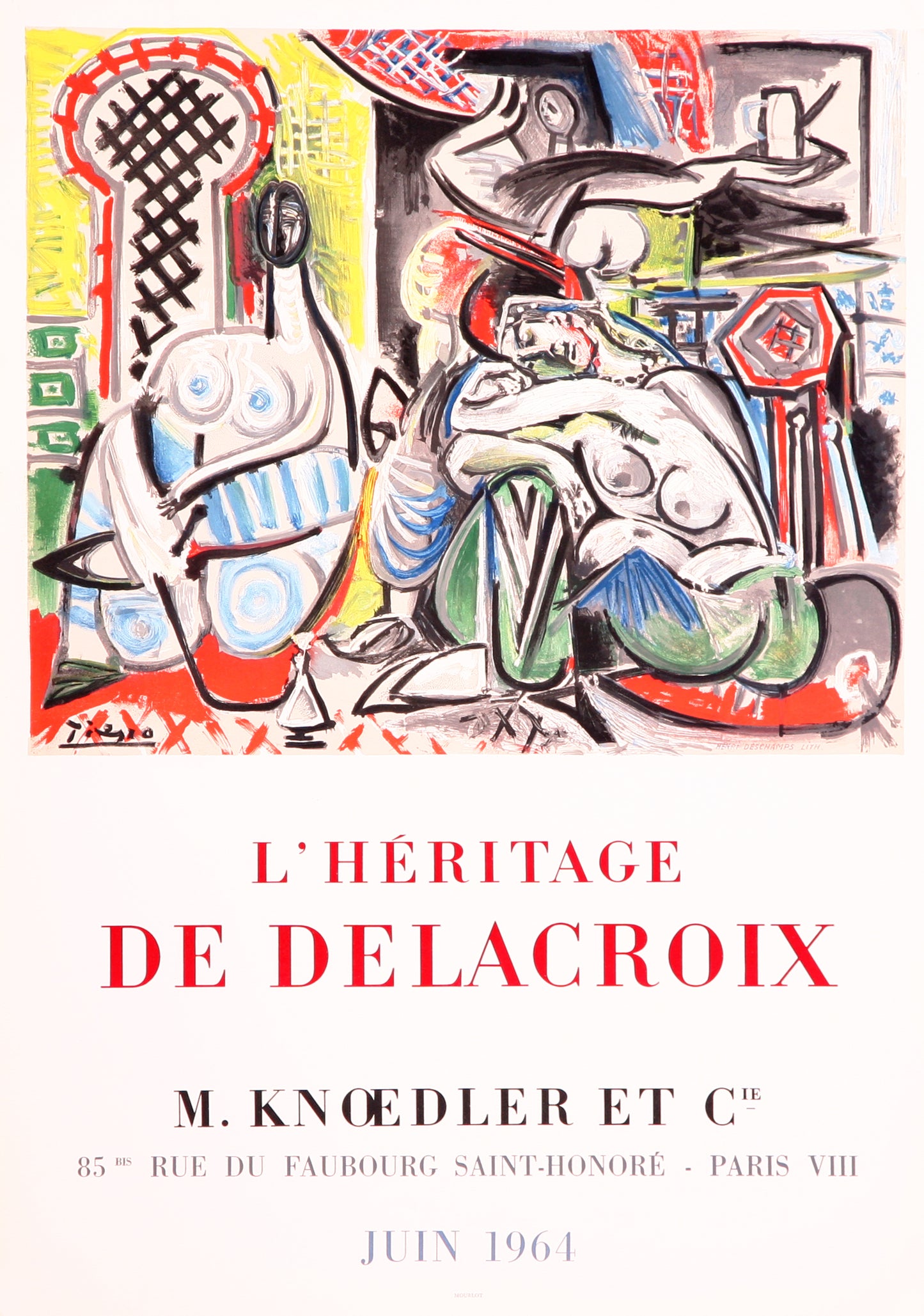 Les Femmes d'Alger - L'Héritage De Delacroix (after) Pablo Picasso, 1964 - Mourlot Editions - Fine_Art - Poster - Lithograph - Wall Art - Vintage - Prints - Original