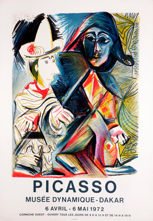Pierrot et Arlequin - Musée Dynamique de Dakar (after) Pablo Picasso, 1972 - Mourlot Editions - Fine_Art - Poster - Lithograph - Wall Art - Vintage - Prints - Original
