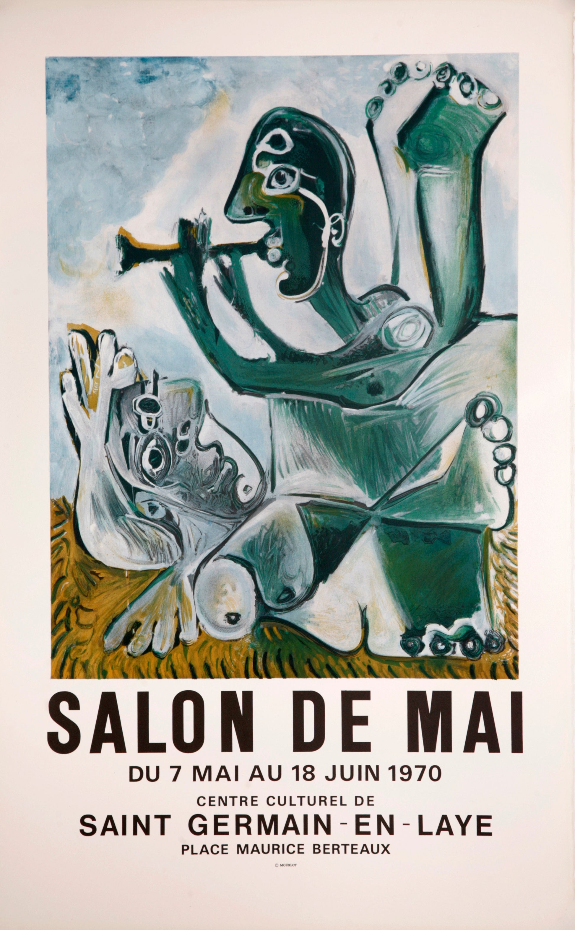 Nu Couché et Joueur de Flute - Salon de Mai (after) Pablo Picasso, 1970 - Mourlot Editions - Fine_Art - Poster - Lithograph - Wall Art - Vintage - Prints - Original