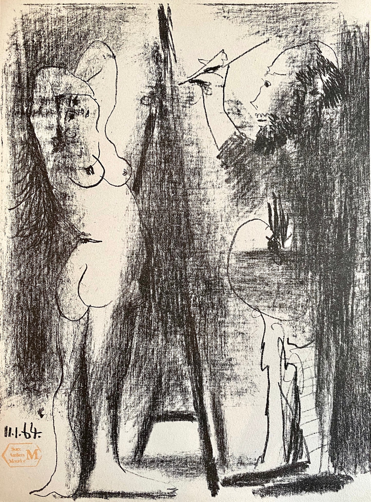 The Artist and his Model II by Pablo Picasso - Mourlot Editions - Fine_Art - Poster - Lithograph - Wall Art - Vintage - Prints - Original