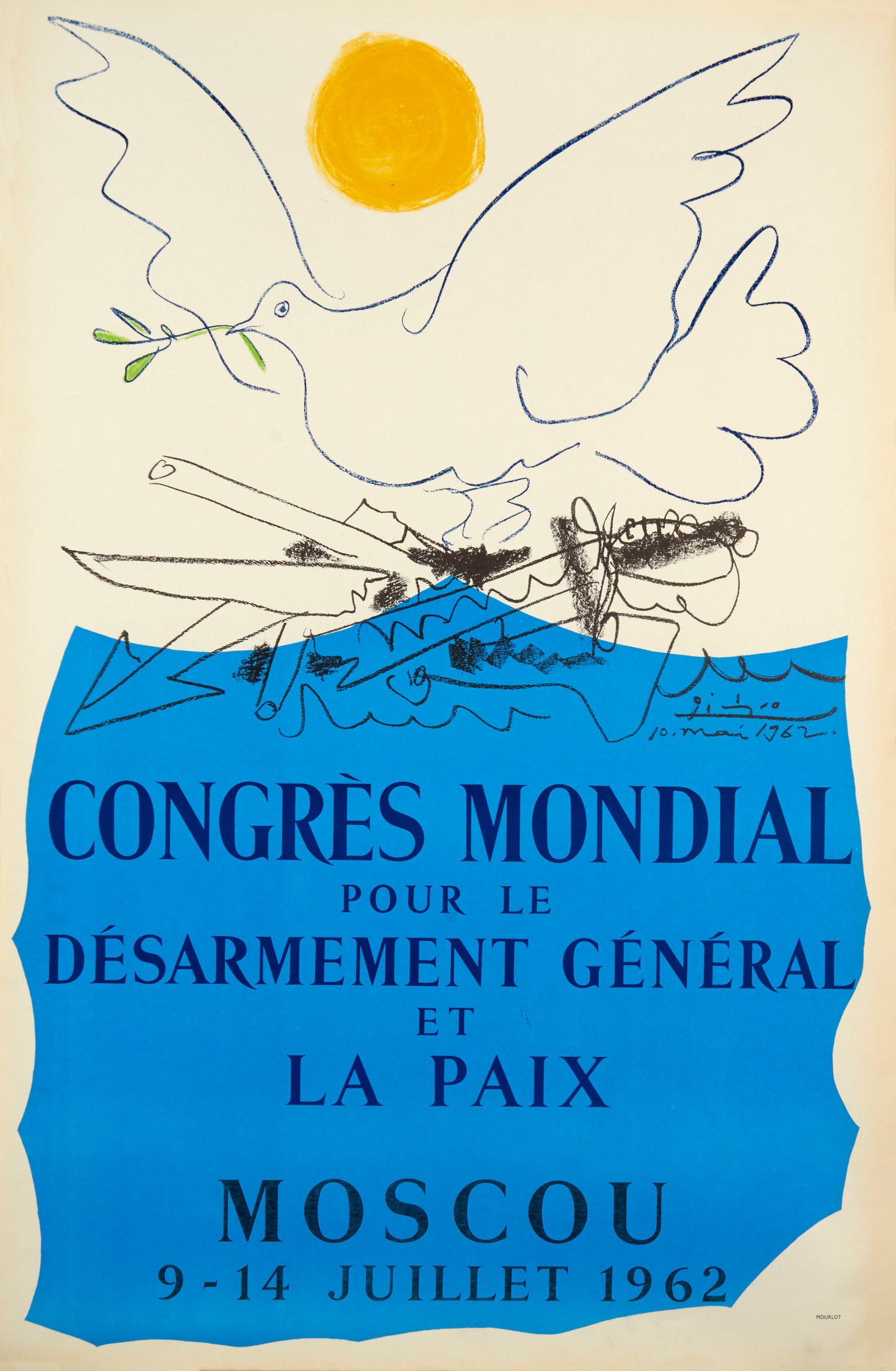 Congrès Mondial pour le Désarmement Général et la Paix by Pablo Picasso, 1962 - Mourlot Editions - Fine_Art - Poster - Lithograph - Wall Art - Vintage - Prints - Original