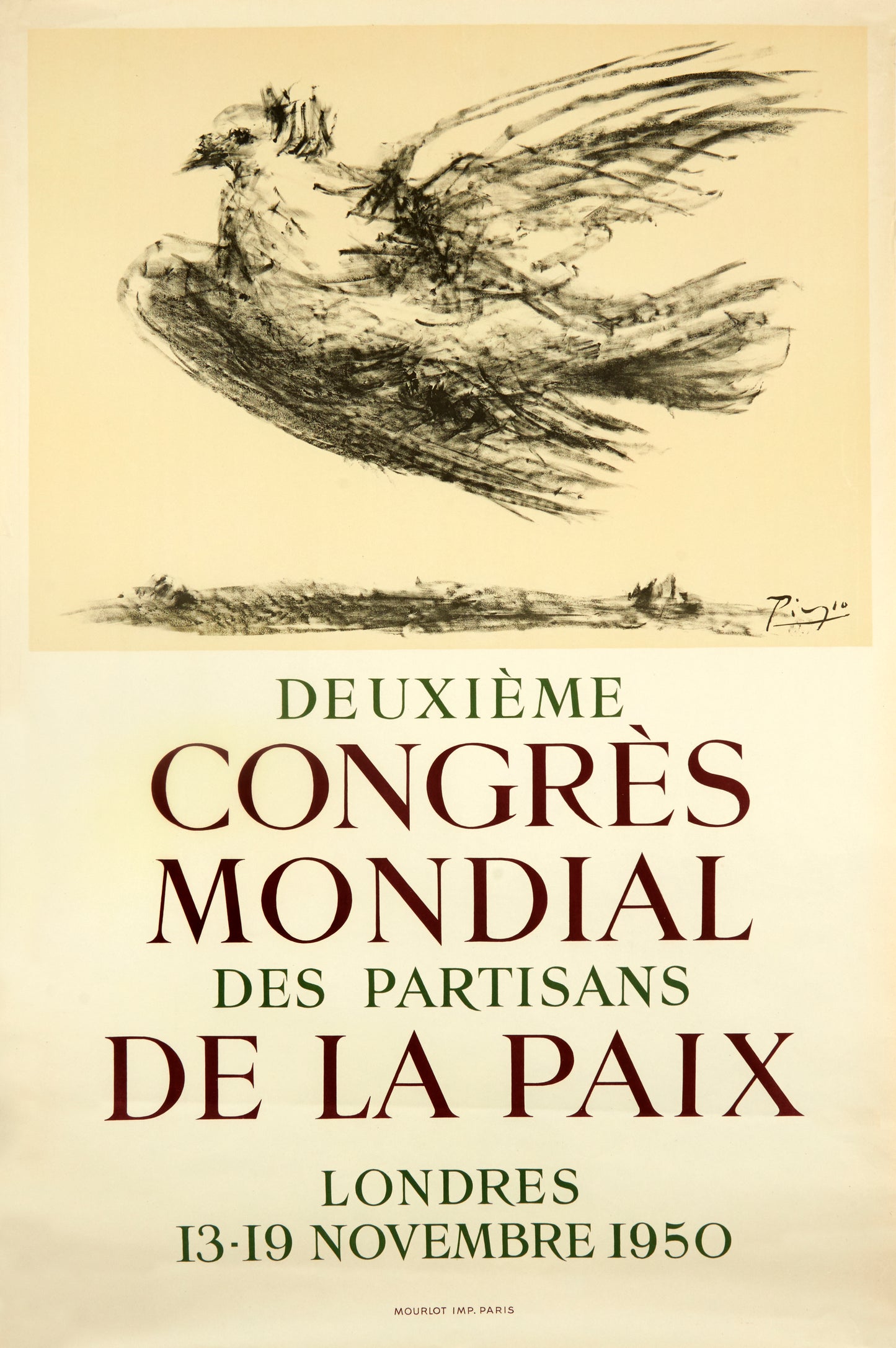 Deuxieme Congres Mondial des partisans  de la Paix by Pablo Picasso - Mourlot Editions - Fine_Art - Poster - Lithograph - Wall Art - Vintage - Prints - Original