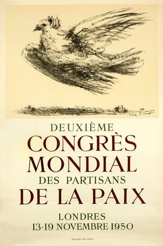 Deuxieme Congres Mondial des partisans  de la Paix by Pablo Picasso - Mourlot Editions - Fine_Art - Poster - Lithograph - Wall Art - Vintage - Prints - Original