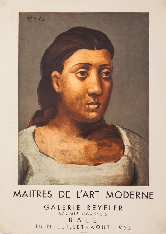 Tete de Femme - Maîtres de l'Art Moderne - Galerie Beyerler (after) Pablo Picasso, 1955 - Mourlot Editions - Fine_Art - Poster - Lithograph - Wall Art - Vintage - Prints - Original