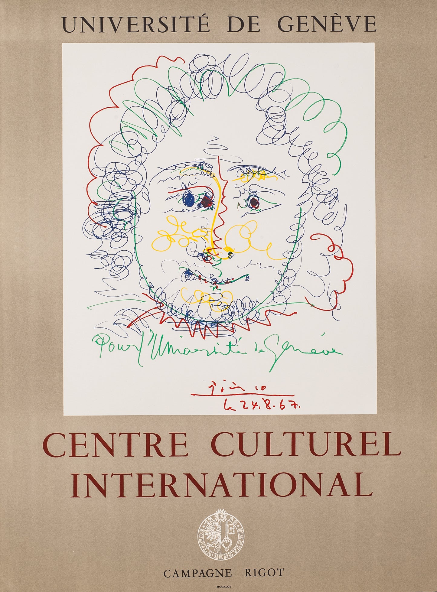 Centre Culturel International (after) Pablo Picasso, 1968 - Mourlot Editions - Fine_Art - Poster - Lithograph - Wall Art - Vintage - Prints - Original