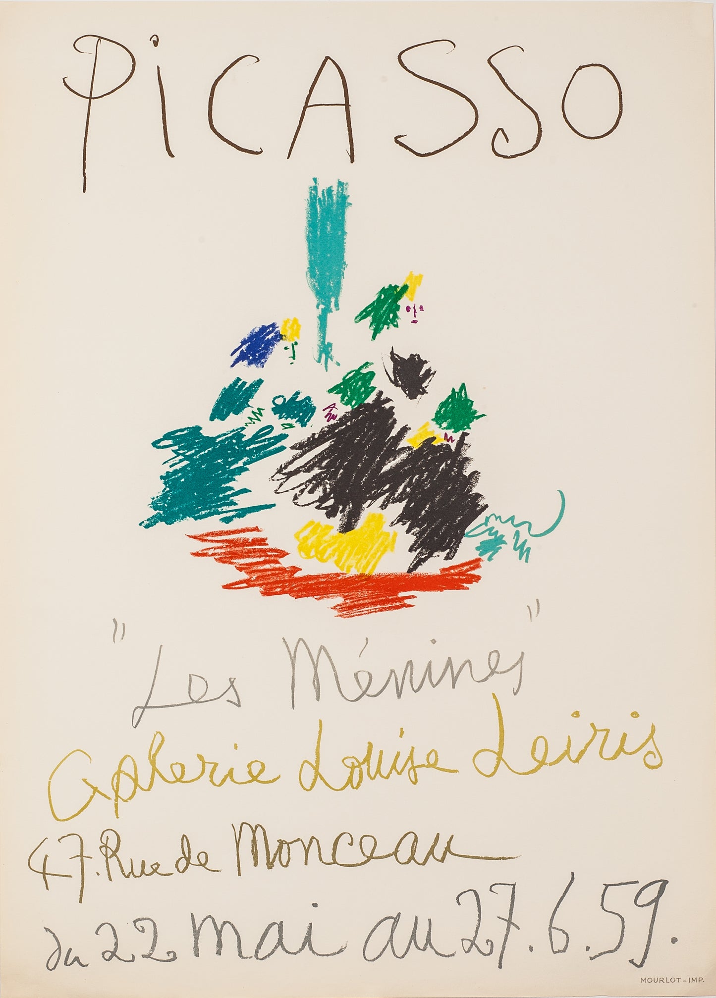 Les Ménines, Galerie Louise Leiris by Pablo Picasso - Mourlot Editions - Fine_Art - Poster - Lithograph - Wall Art - Vintage - Prints - Original