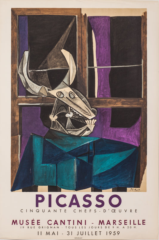 Nature Morte au Crane de Taureau - Musée Cantini (after) Pablo Picasso, 1959 - Mourlot Editions - Fine_Art - Poster - Lithograph - Wall Art - Vintage - Prints - Original