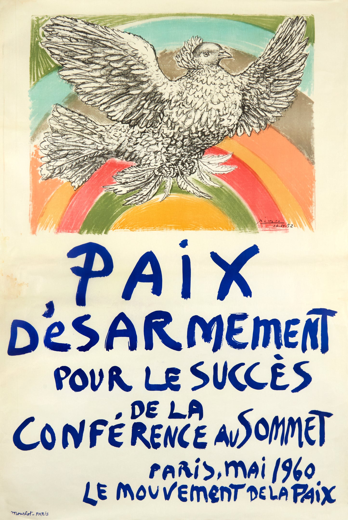 Paix Désarmement pour le Succès de la Conférence au Sommet (after) Pablo Picasso, 1960 - Mourlot Editions - Fine_Art - Poster - Lithograph - Wall Art - Vintage - Prints - Original