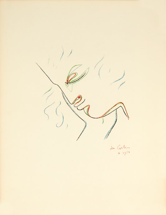 Profil de Garçon en couleur - by Jean Cocteau, 1956 / 1975 - Mourlot Editions - Fine_Art - Poster - Lithograph - Wall Art - Vintage - Prints - Original