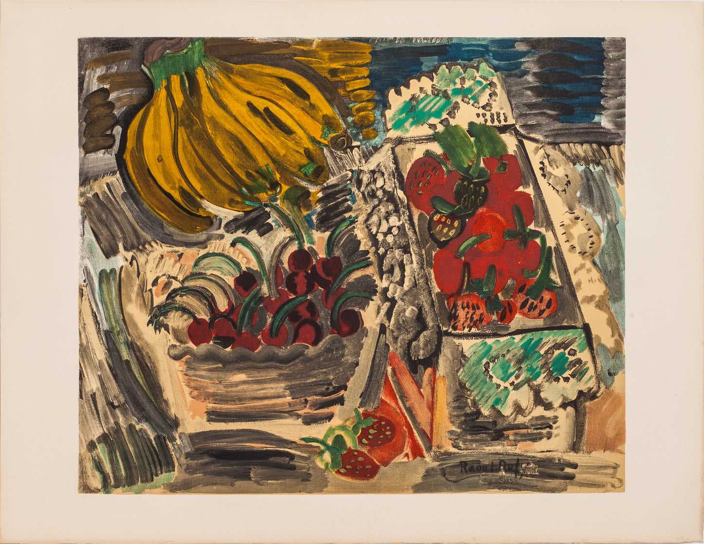 Nature Morte Aux Fruits (after) Raoul Dufy, 1969 - Mourlot Editions - Fine_Art - Poster - Lithograph - Wall Art - Vintage - Prints - Original