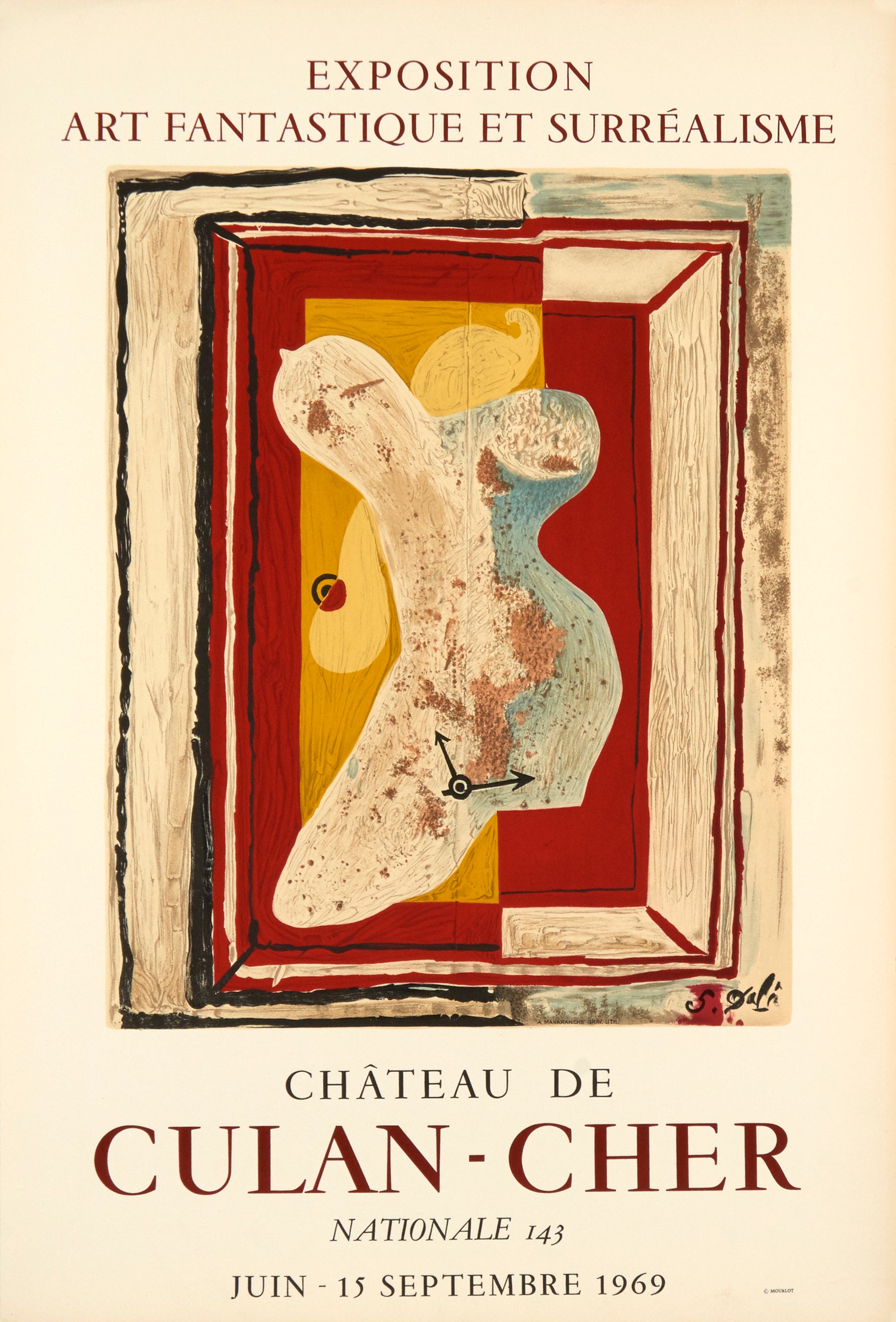 Chateau de Culan - Cher (after) Salvador Dali, 1969 - Mourlot Editions - Fine_Art - Poster - Lithograph - Wall Art - Vintage - Prints - Original