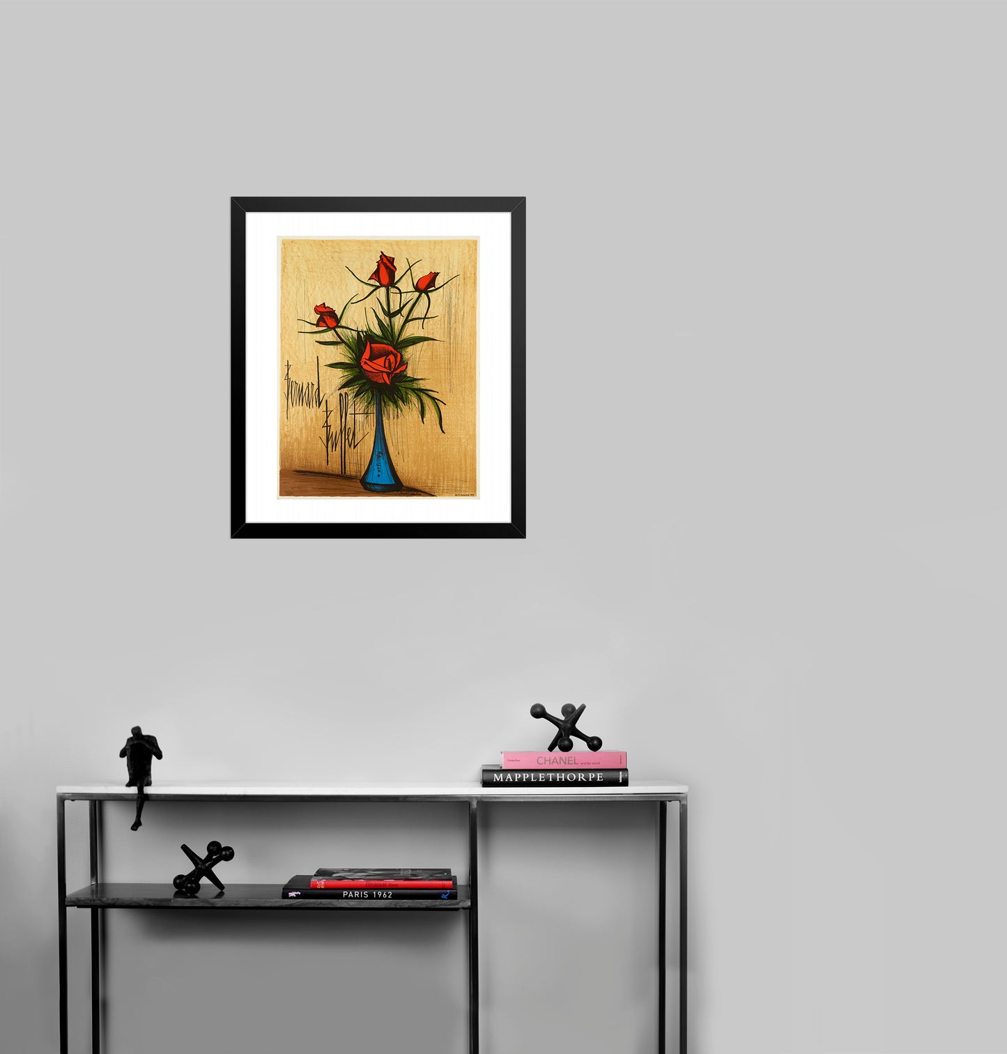 Roses dans un Vase Bleu - Fleurs by Bernard Buffet, 1979 - Mourlot Editions - Fine_Art - Poster - Lithograph - Wall Art - Vintage - Prints - Original