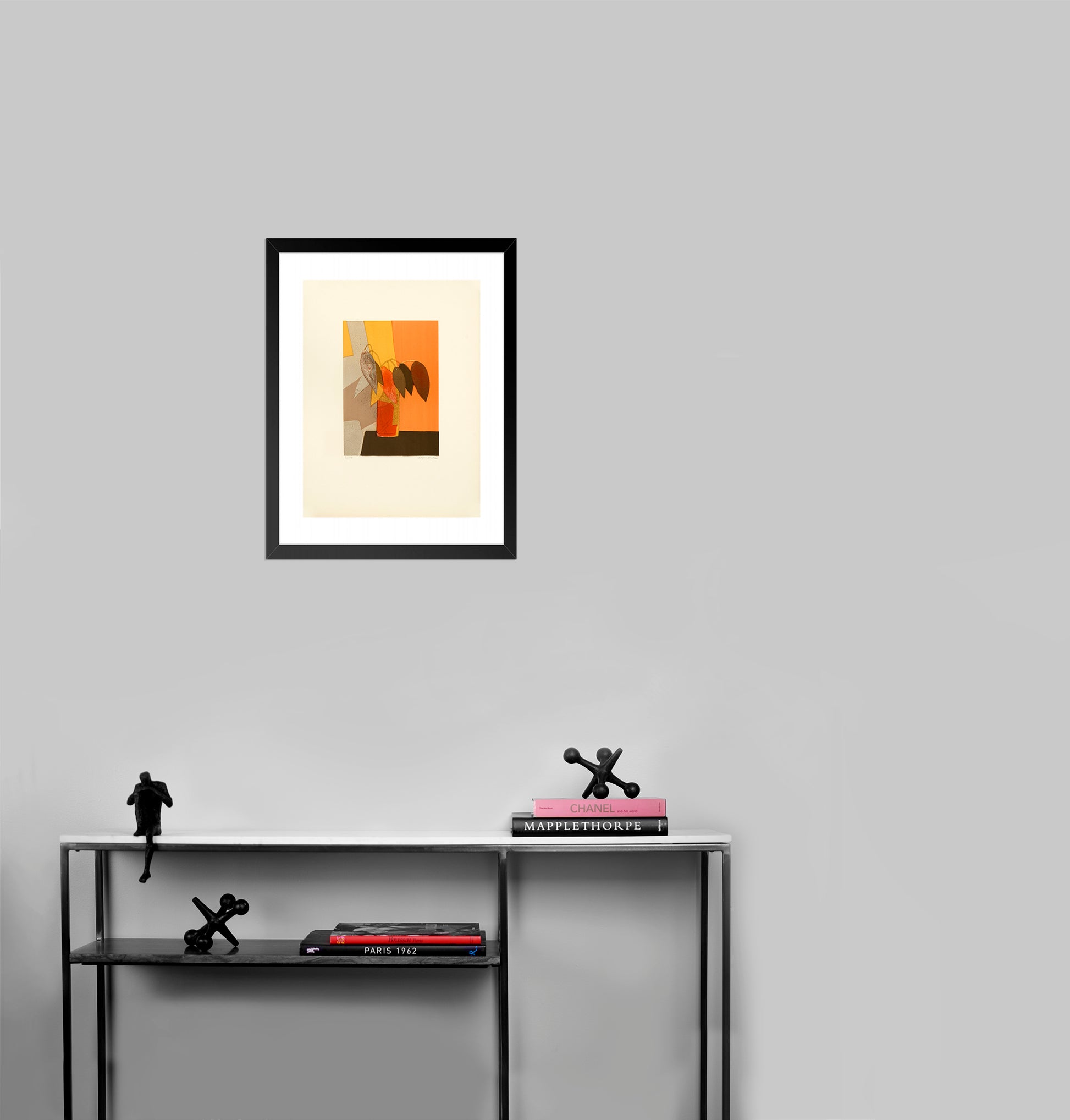 Untitled, (Orange vase with 8 leaves) by André Minaux - Mourlot Editions - Fine_Art - Poster - Lithograph - Wall Art - Vintage - Prints - Original