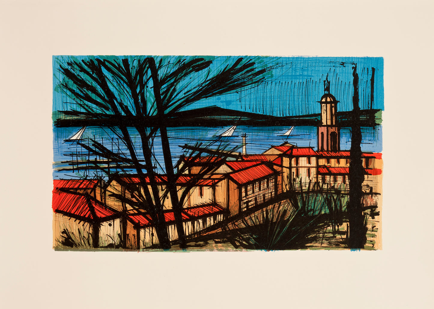 Panorama de St.Tropez by Bernard Buffet, 1979 - Mourlot Editions - Fine_Art - Poster - Lithograph - Wall Art - Vintage - Prints - Original