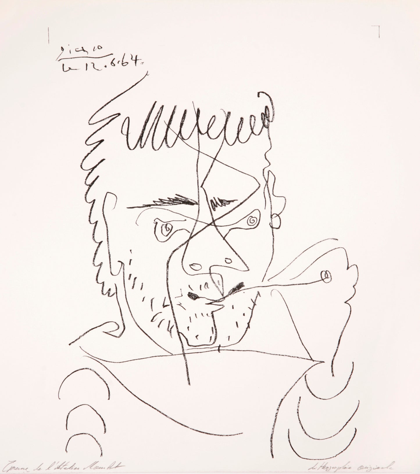 The Smoker, Daniel Henri Kahnweiler by Pablo Picasso - Mourlot Editions - Fine_Art - Poster - Lithograph - Wall Art - Vintage - Prints - Original