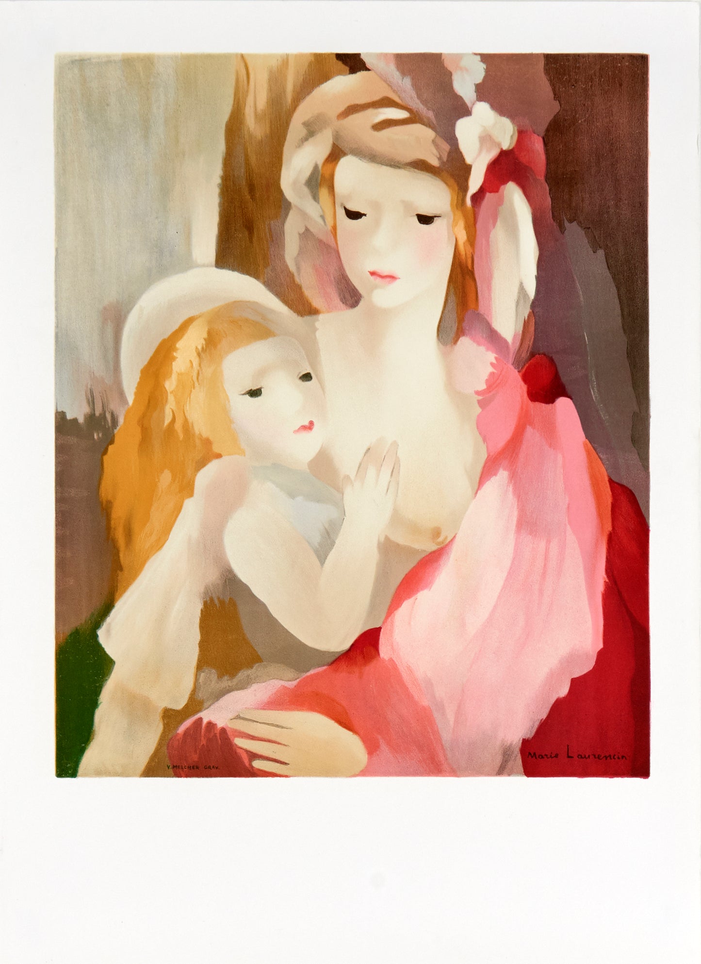 Mother and Child (after) Marie Laurencin, 1986 - Mourlot Editions - Fine_Art - Poster - Lithograph - Wall Art - Vintage - Prints - Original