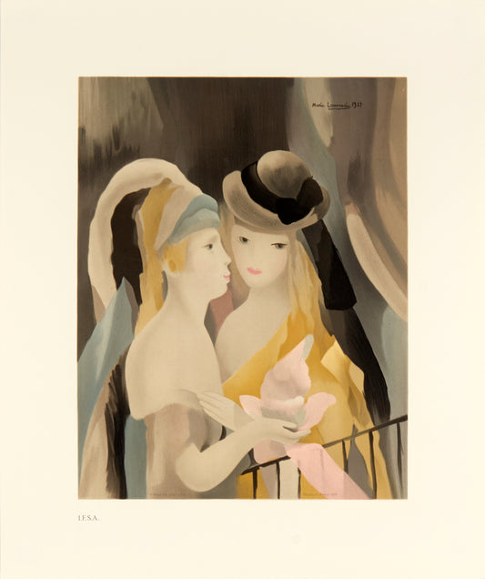 "Le Baiser" (after) Marie Laurencin, 1988 - Mourlot Editions - Fine_Art - Poster - Lithograph - Wall Art - Vintage - Prints - Original