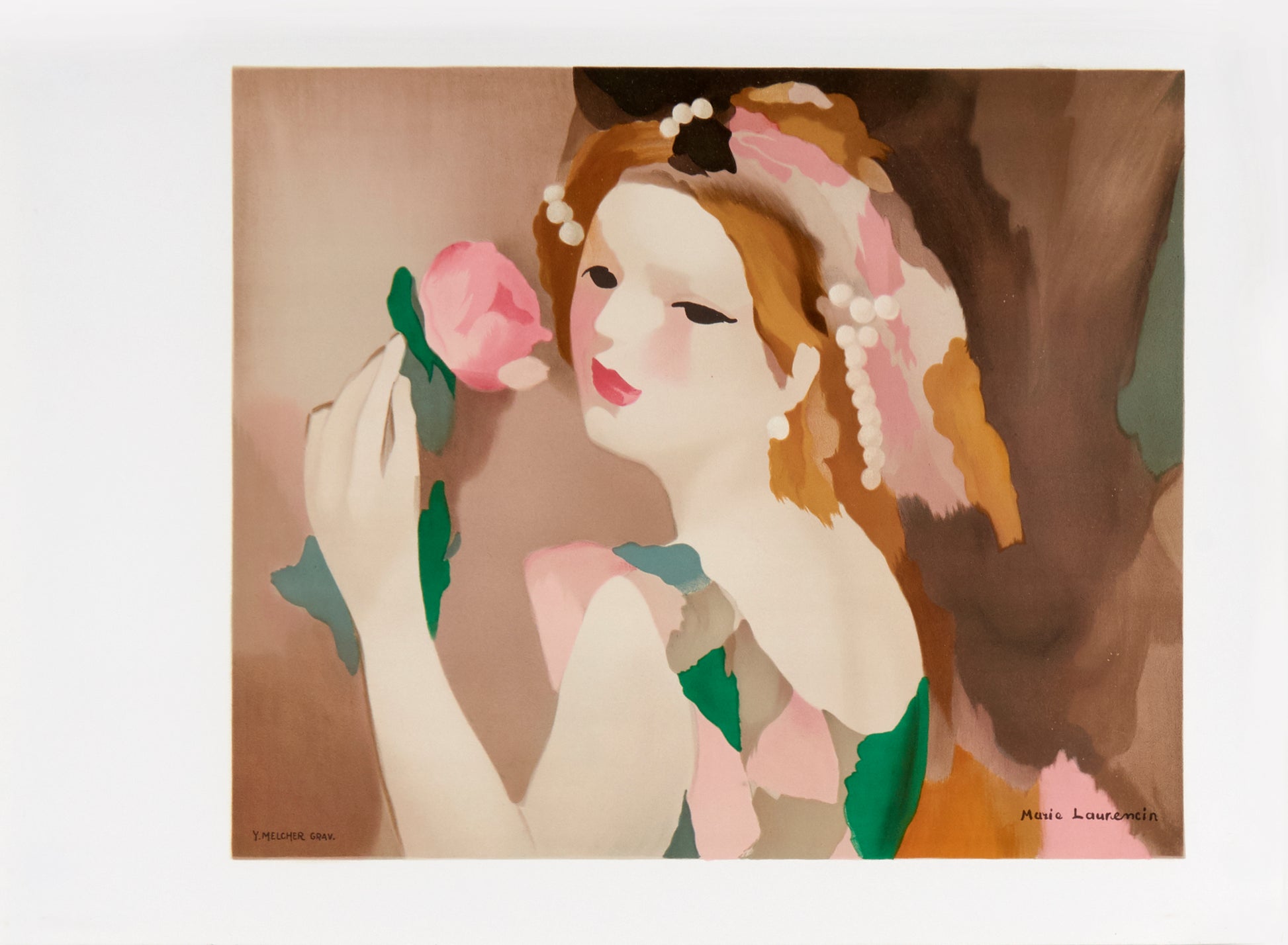 Jeune fille a la Rose (after) Marie Laurencin, 1987 - Mourlot Editions - Fine_Art - Poster - Lithograph - Wall Art - Vintage - Prints - Original