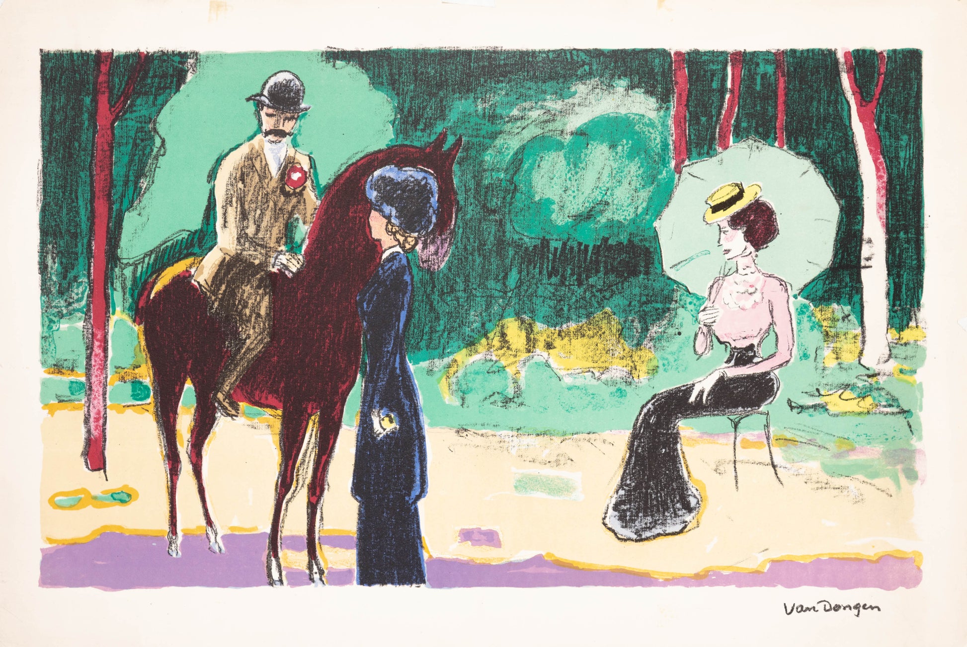 Meeting in the Woods by Kees Van Dongen - Mourlot Editions - Fine_Art - Poster - Lithograph - Wall Art - Vintage - Prints - Original