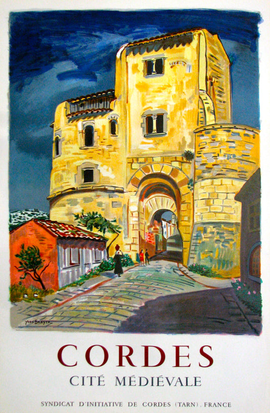 Cordes, cité médiévale by Yves Brayer - Mourlot Editions - Fine_Art - Poster - Lithograph - Wall Art - Vintage - Prints - Original